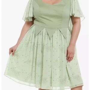 Her Universe Tinkerbell Green Flutter Sleeve Midi dress Peter Pan